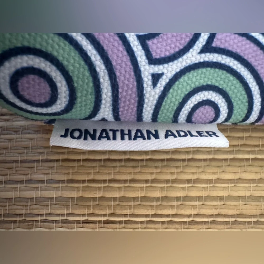 Jonathan Adler x Clinique Green and Purple Patterned Clutch Makeup Bag